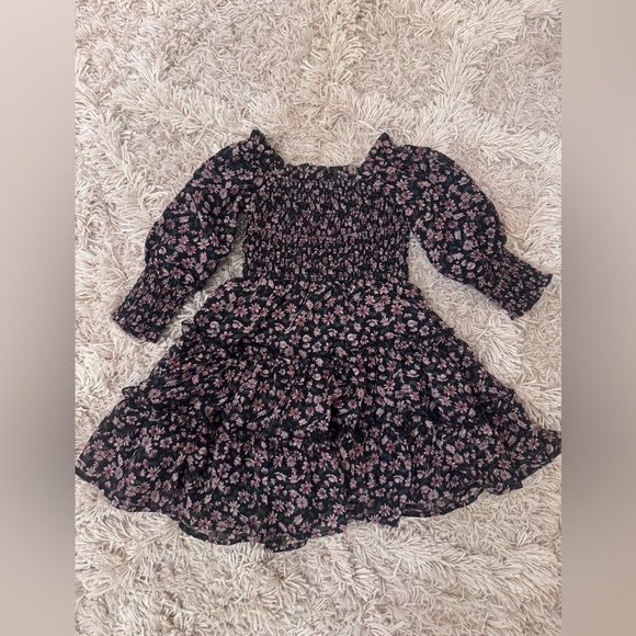 Mini Demi Floral Black and Pink Kids Dress - Picture 3 of 5